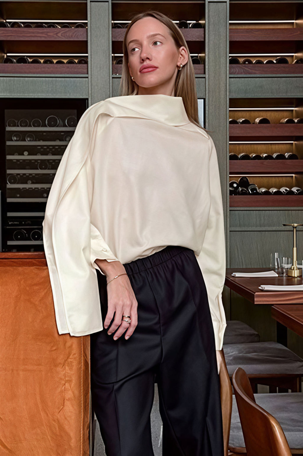 Chic Tie Detail Apricot Long Sleeve Blouse