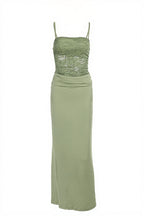 Lace Splice Bodycon Tube Maxi Dress