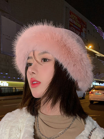 Women Winter Casual Solid Plush Warm Hat