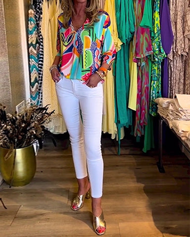 Long Sleeve Loose Printed Blouse(Buy 2 Free Shipping)