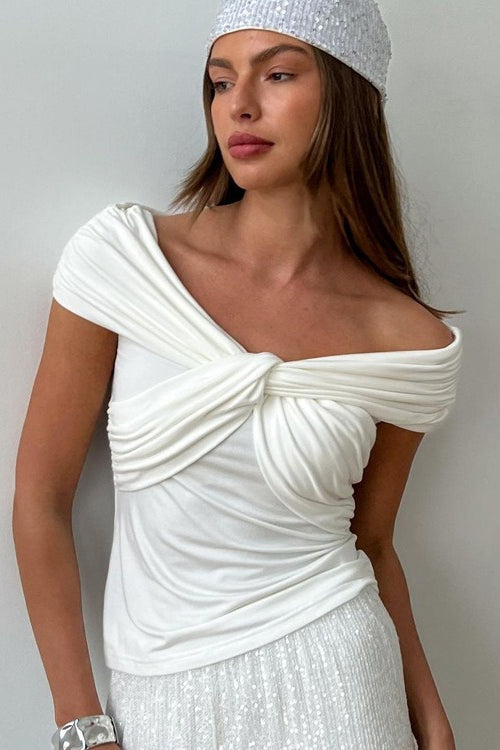 Elegant Chic Off Shoulder Twist Blouse