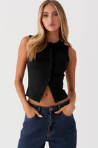 Round Neck Sleeveless Knit Top