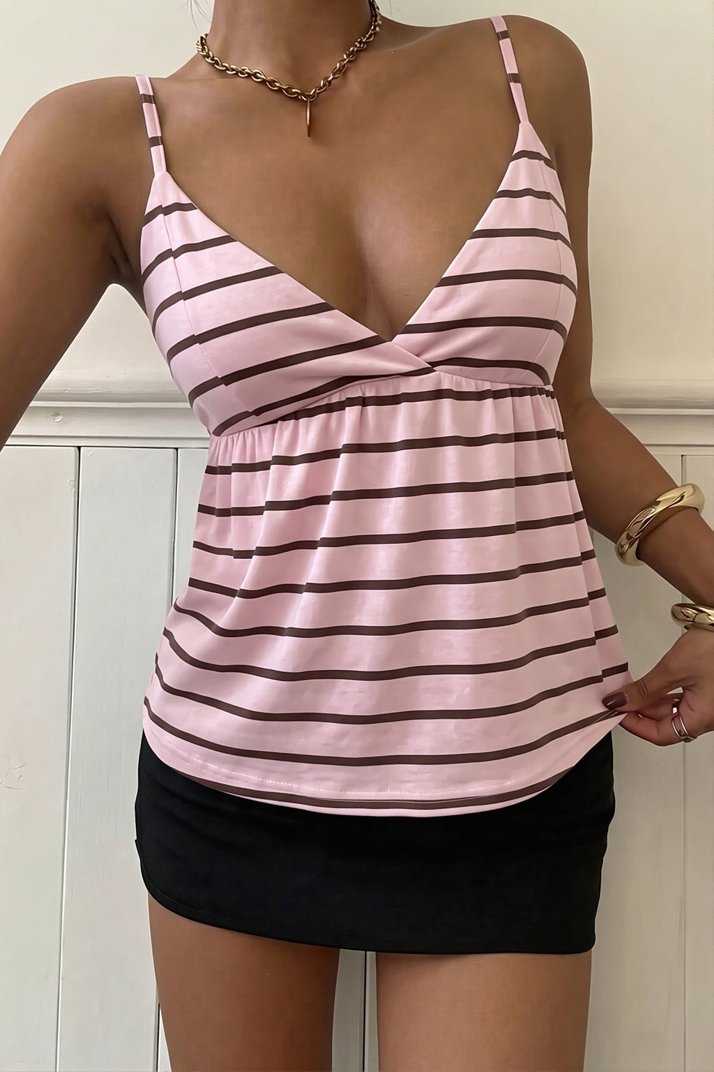 Y2K Striped Color Block Cami Top