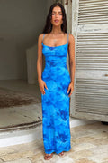 Floral Pouch Neck Sleeveless Bodycon Maxi Dress