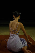 Pearl Satin Slim Fit Backless Cami Elegant Maxi Dress
