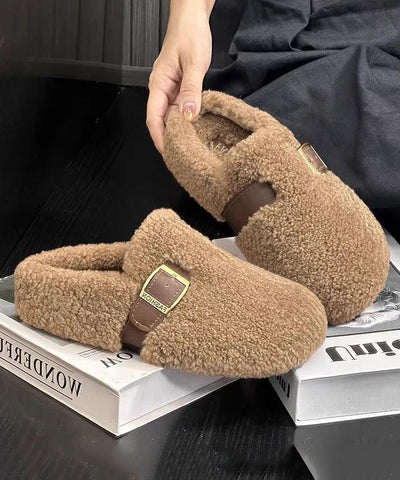 Lila Kunstfell Warme Hausschuhe Schuhe Stilvolle Spleißen 