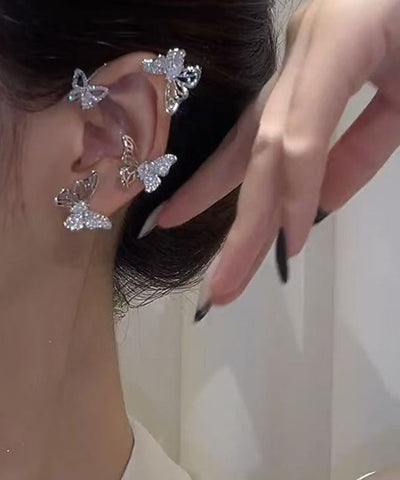 Unique Retro Silk Alloy Butterfly Zircon Stud Earrings
