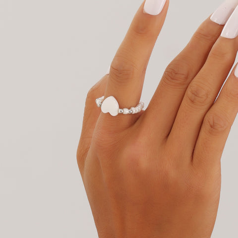 Perlenherz Halskette Ring Armband 