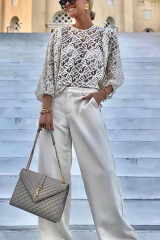 Heart in The Clouds Lace Back Satin Tie-up Blouse
