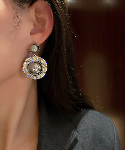 Boho White Sterling Silver Overgild Zircon Pearl Drop Earrings