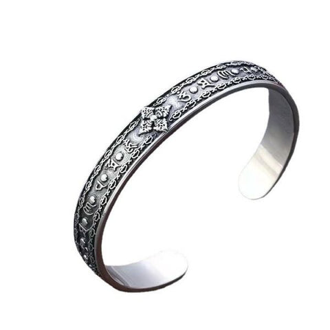 Sterling Silver Buddhist Mantra Vajra Pestle Bracelet
