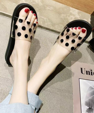 Bequeme schwarze Splicing Hausschuhe Schuhe Peep Toe