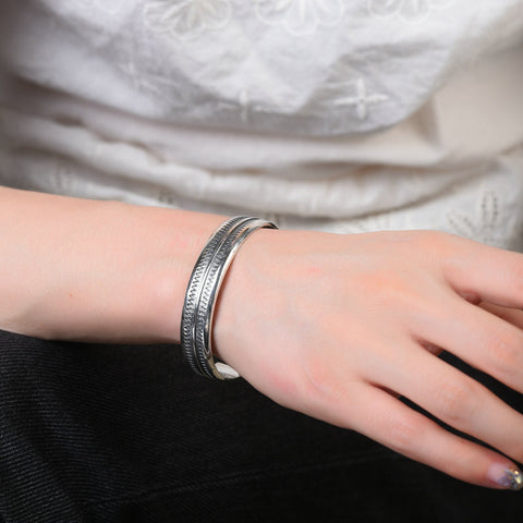 Sterling Silver Zigzag Pattern Cuff Bracelet
