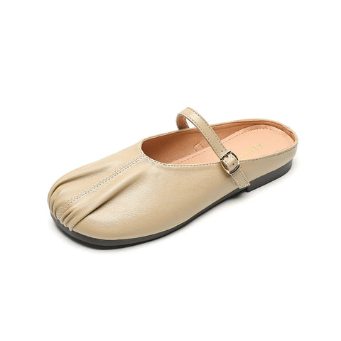 new summer women's slippers Korean style mary jane shoes mules Ladies casual black flats Work shoes Large size 41-43