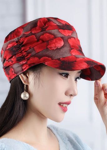 Gorra de béisbol arrugada con patchwork y estampado rosa DIY 