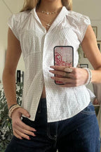 Versatile Red White Plaid Blouse