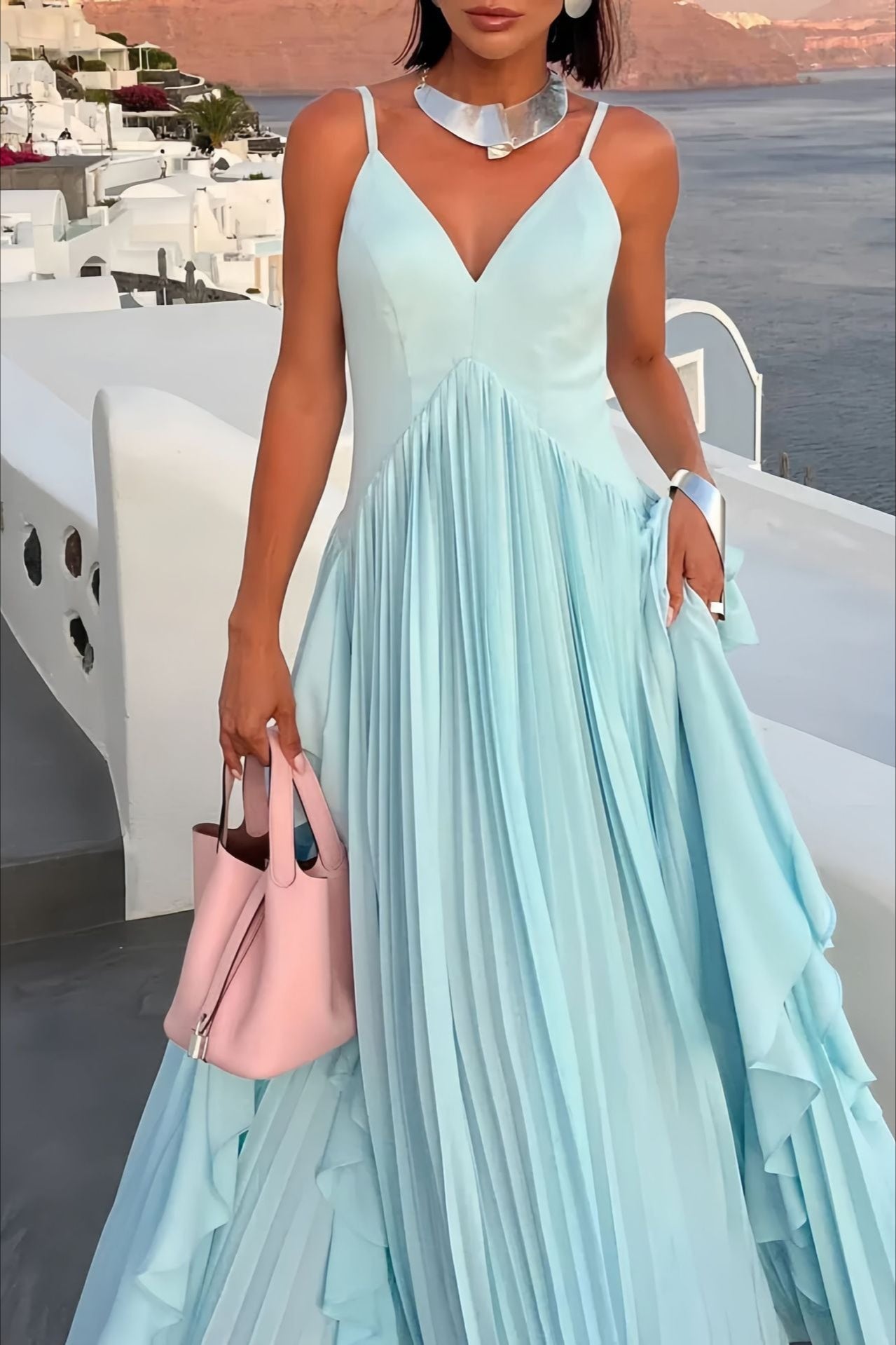 Swing Pleated Layered Maxi Dress