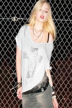 Y2K Copper Cross Print Loose T-Shirt