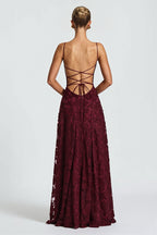 Chiffon Jacquard Backless Cami Maxi Dress