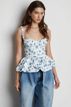 Floral Print Ruched Waist Slim Cami Top