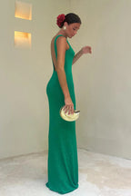 Sexy Shiny Sleeveless Backless Slim Maxi Dress