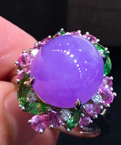 Lässige lila Edelstahl Kristall Zirkon Jade Ringe 