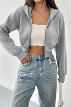 Short Zip Up Hoodie Coat