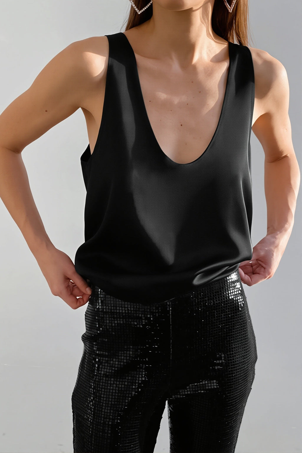 Chic Ice Silk Deep V Layering Cami Top