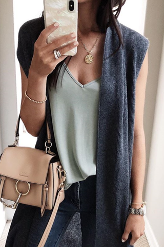 Tops casuales de moda con cuello en V básico, lisos y divididos 