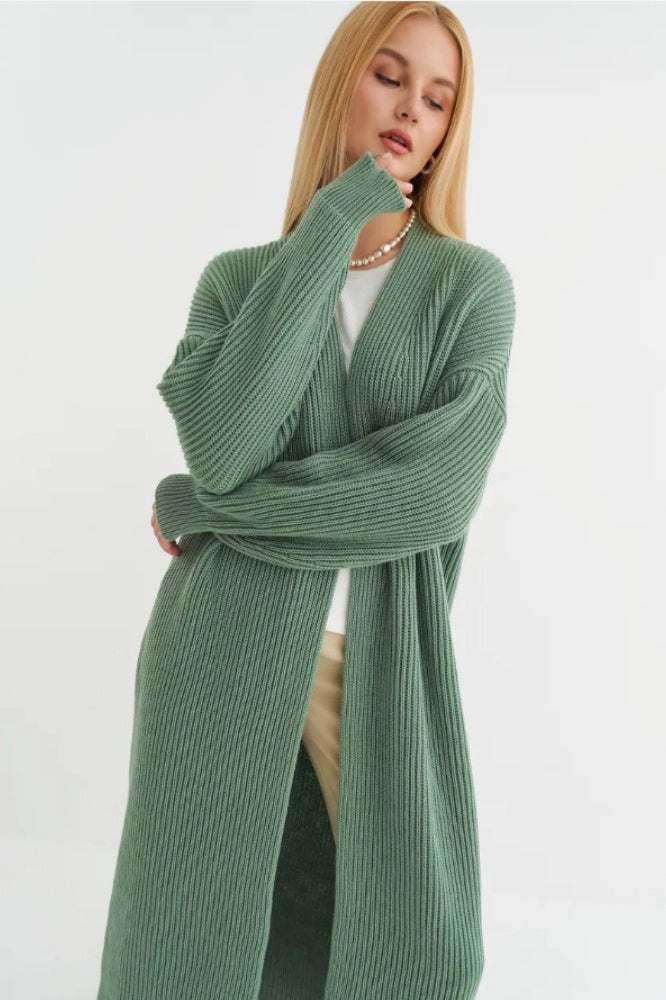 Oversized Long-Length Knit Cardigan