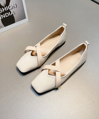 Zapatos planos de piel sintética color vino tinto para mujer con tiras cruzadas 