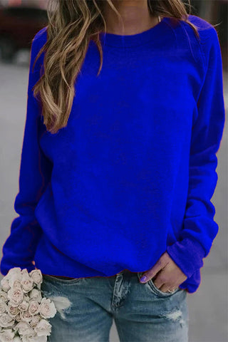 Casual Simplicity Solid O Neck Tops(9 Colors)