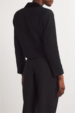 Splicing Metal Button Velvet Blazer