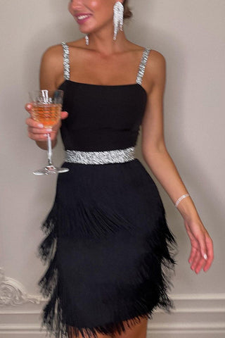 1920er Gatsby Pailletten Fransen Vintage Party Minikleid 