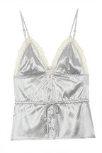 Satin Lace Polka Dot Tie Cami Top