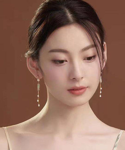 Regular White Sterling Silver Overgild Pearl Tassel Drop Earrings