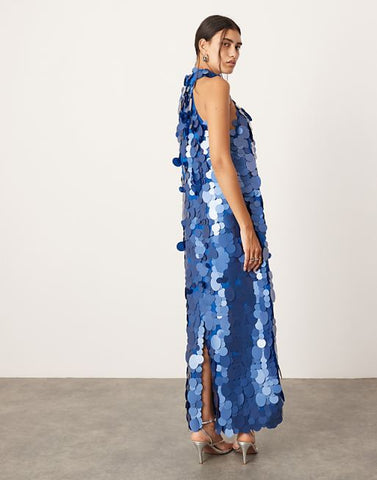 Sequined Midi Dress (Midnight Blue)