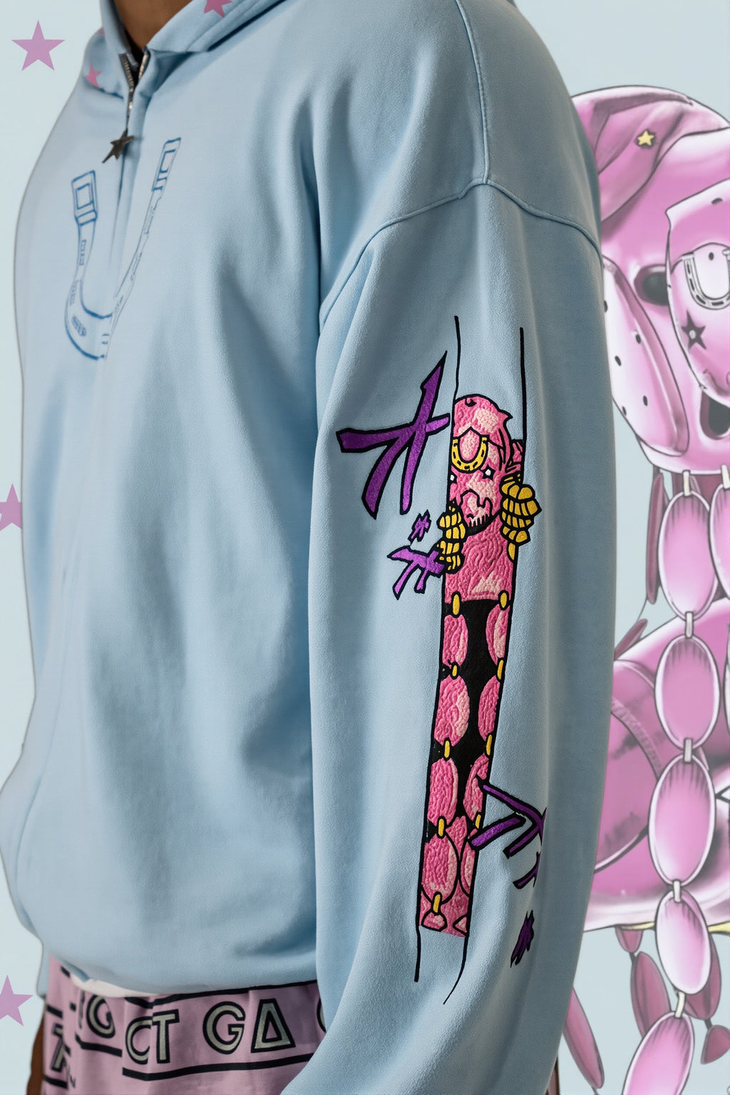 Anime Embroidered Zip Hoodie
