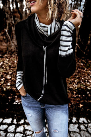 Tops de cuello alto con parches sólidos casuales de moda 
