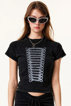 Street Style Vintage Washed Print T-shirt