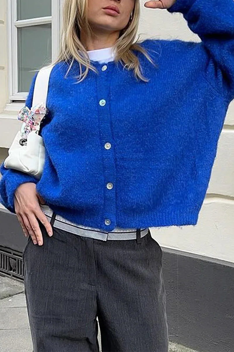 Cropped Knit Button Cardigan