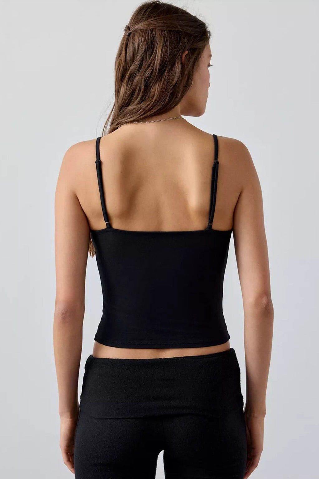 Casual Solid Cross V Neck Cami Top