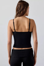 Casual Solid Cross V Neck Cami Top