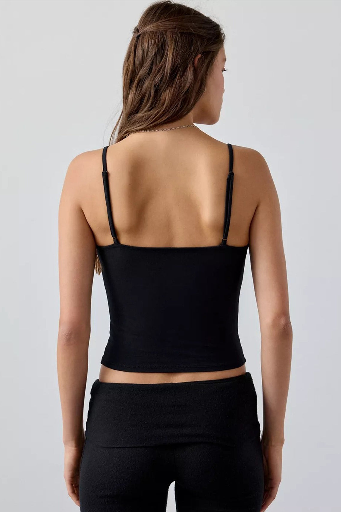 Casual Solid Cross V Neck Cami Top