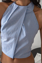 Jacquard Halter Backless Striped Tank Top