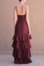 Deep V Tube Waist Cami Cake Maxi Dress