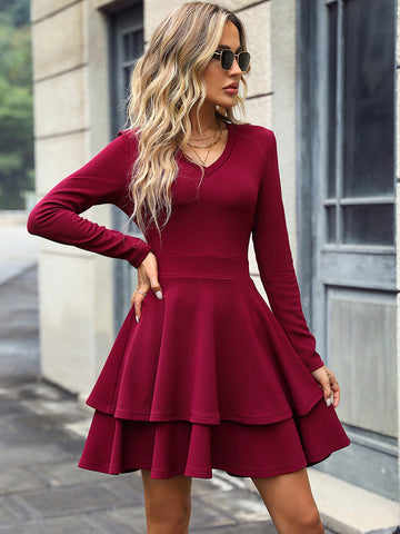 Mini Dresses Black Long Sleeves Short Dress