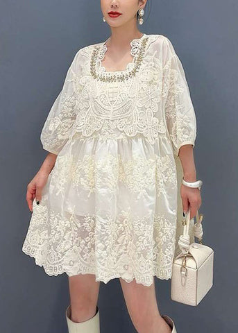 Elegante pulsera de manga larga con encaje de circonitas bordadas en albaricoque 