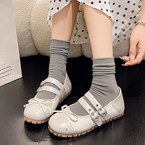 Flats Bow Ballet Dance Shoes Casual Shallow Women Sandals 2024 Fashion Autumn New Fashion Shoes Walking Female Cozy Dress Shoes
