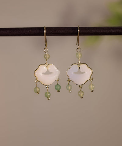 Elegantes anillos de seguridad con cierre de seguridad de jade de aleación de plata esterlina blanca 
